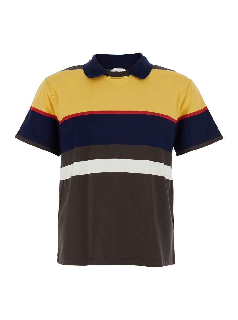 Versace T-Shirt Multicolor 'STRIPS' con Dettagli Colorati in Cotone Uomo