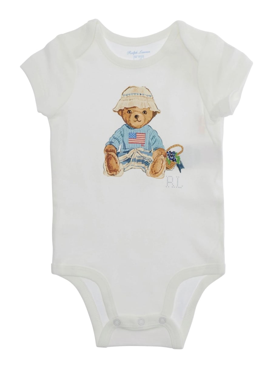 Polo ralph lauren kids Set di due bodysuit con collo rotondo e stampe in cotone Bianco baby, view 2
