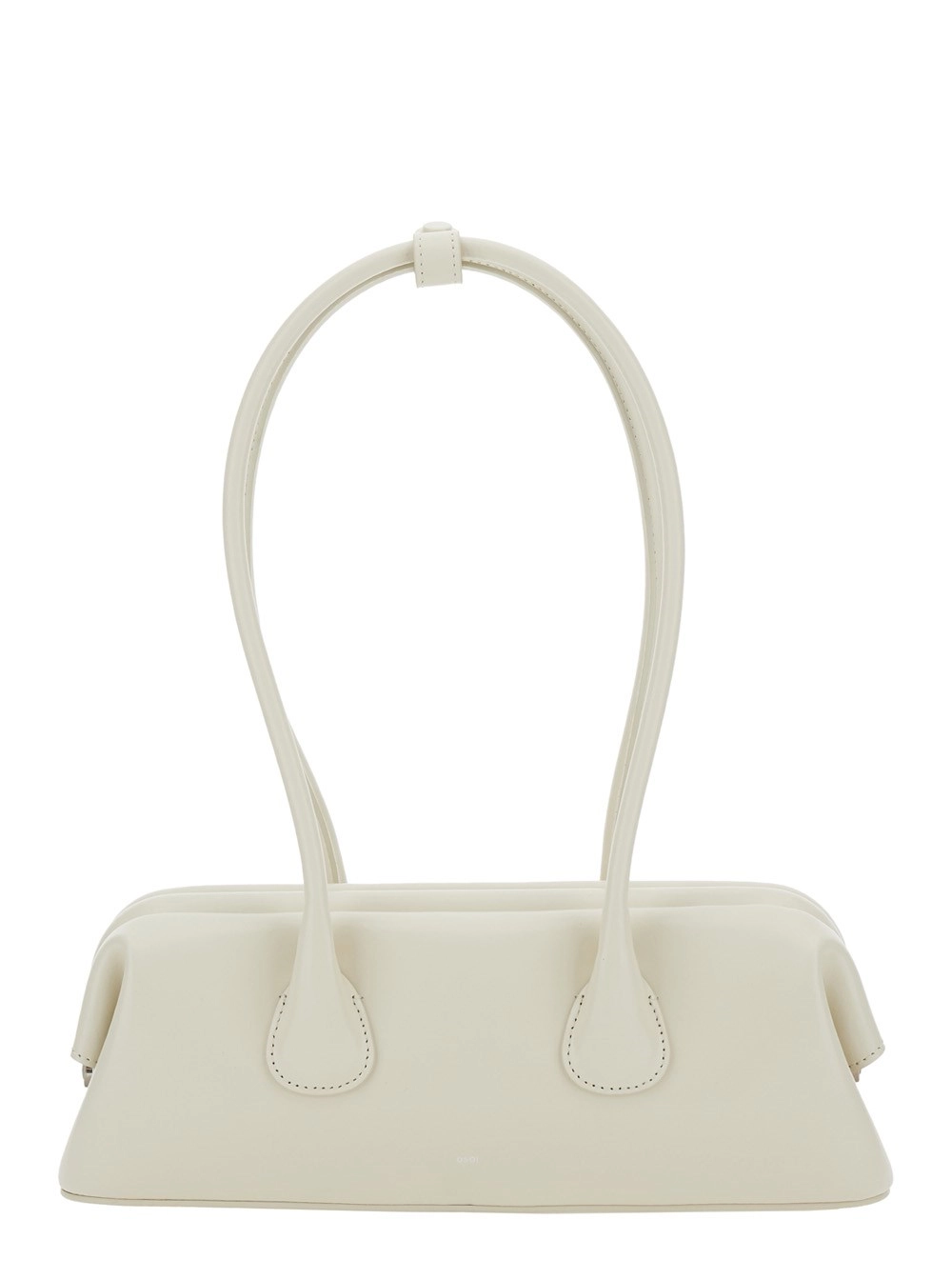 Osoi Borsa a Spalla 'Boat Wide Mini' con Manici Tondi e Logo Lettering sul Fronte in Pelle Bianca Donna