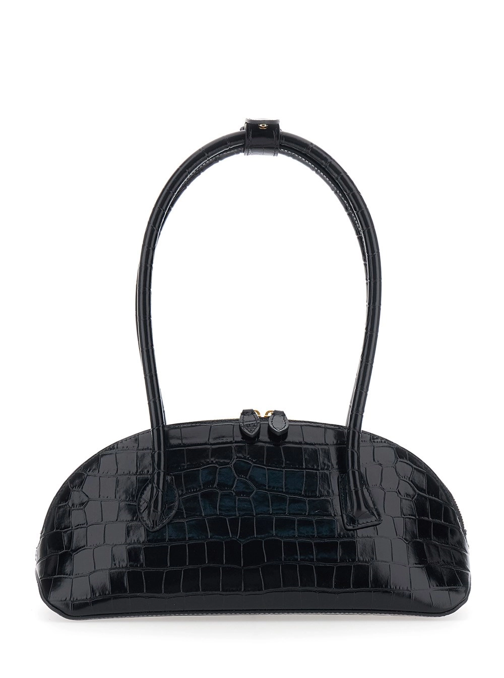 Liffner Borsa a Spalla 'Ew Dome' con Manici Superiori Rotondi e Effetto Coccodrillo in Pelle Nera Donna