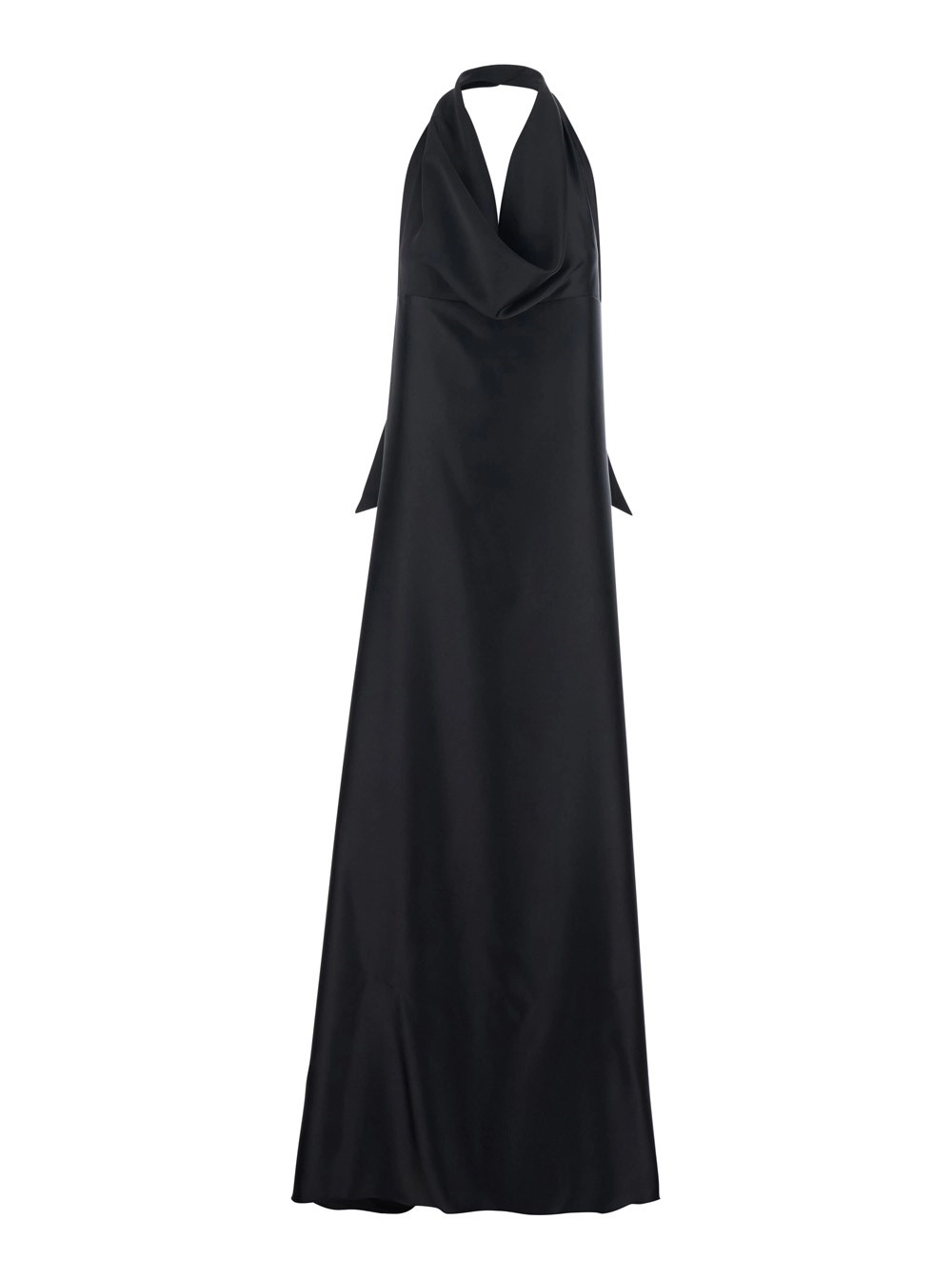Leplain Abito lungo con scollo all'americana e schiena scoperta in tessuto nero donna