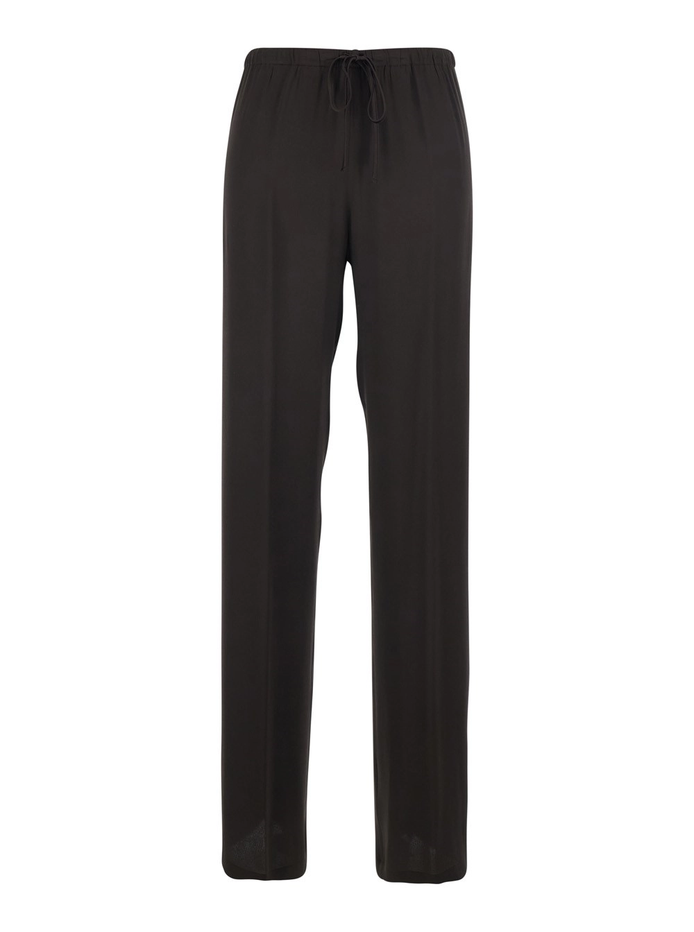 Semicouture Pantalone con Vita Elasticizzata con Coulisse in Misto Seta Marrone Donna