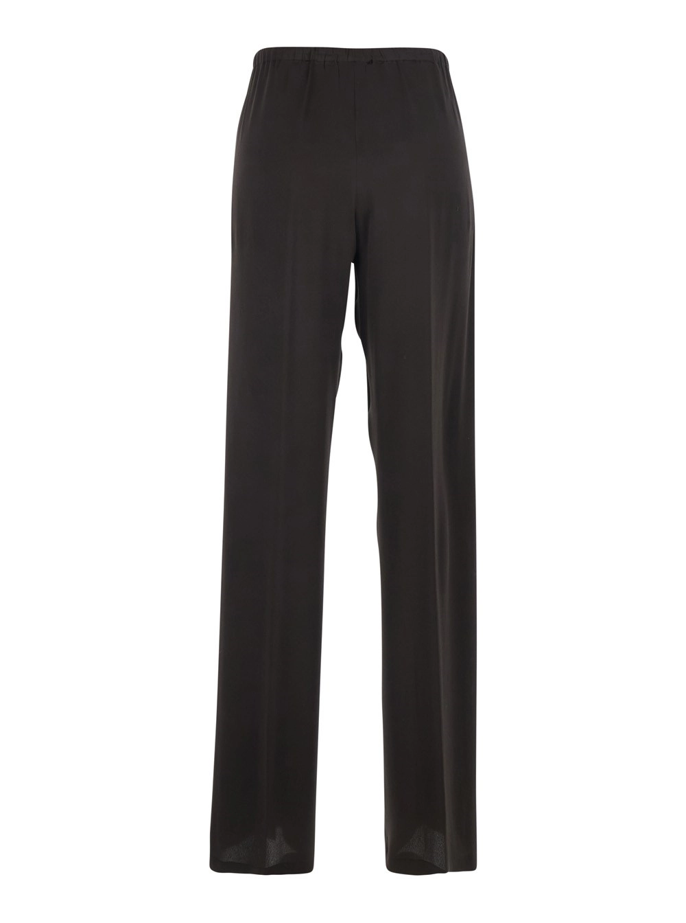 Semicouture Pantalone con Vita Elasticizzata con Coulisse in Misto Seta Marrone Donna, view 2