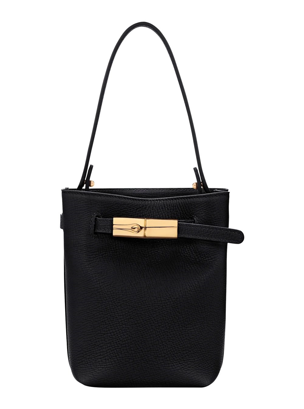 Longchamp Borsa Mini 'Le Smart Flow' con Placca Logo sul Fronte e Tracolla Regolabile e Removibile in Pelle Nera Donna