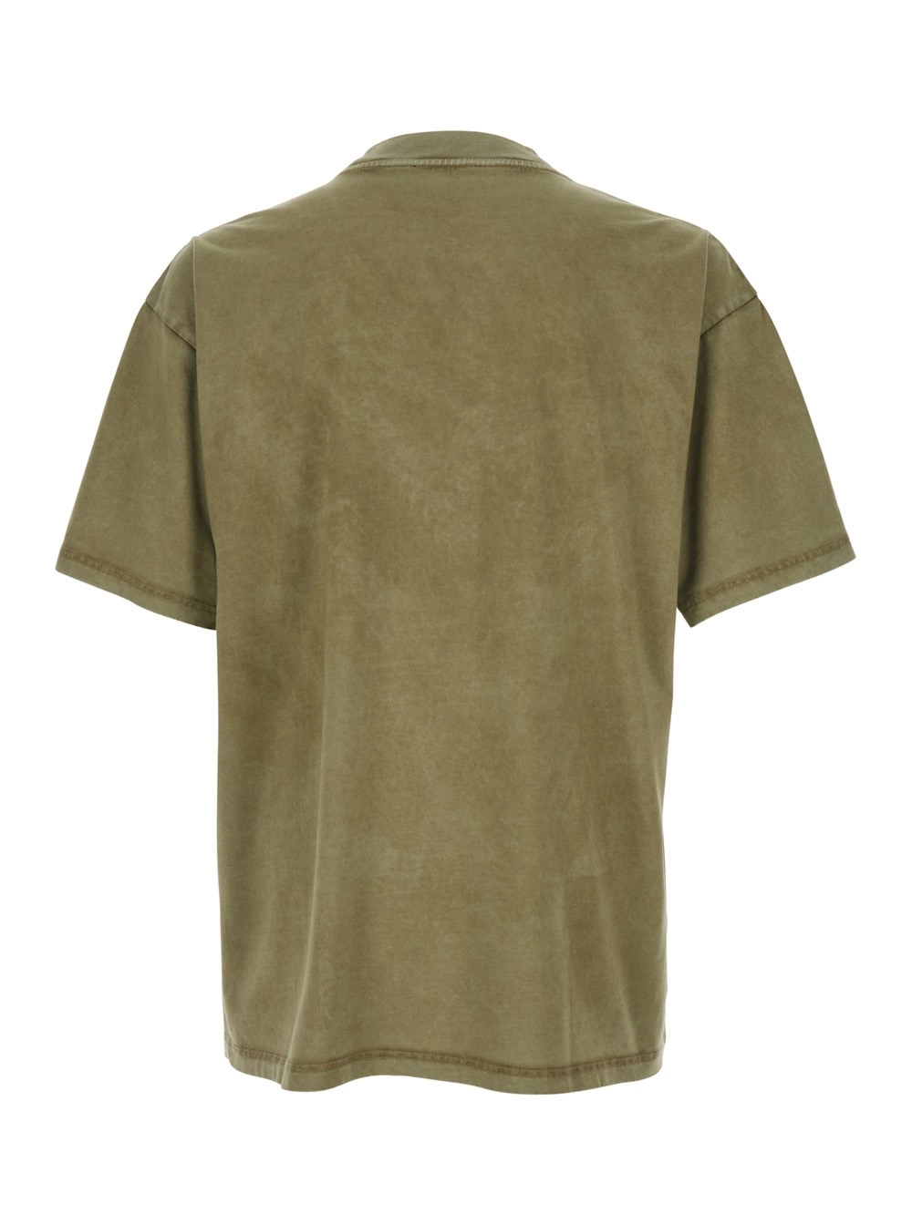 Represent T-Shirt Verde con Logo Lettering sul Fronte ed Effetto Sbiadito in Cotone Uomo, view 2