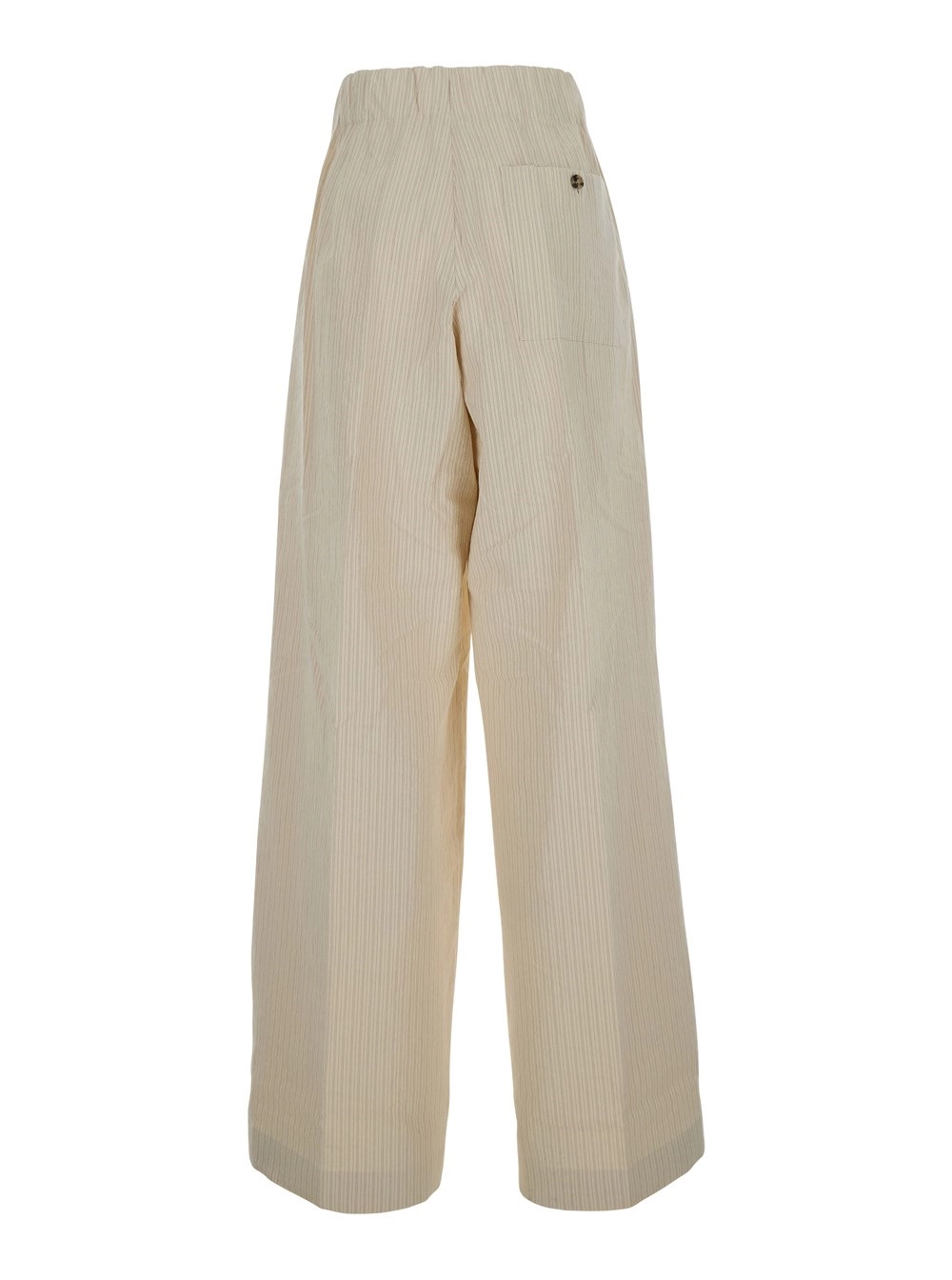 Dries Van Noten Pantaloni 'Pila' con Vita Elasticizzata e Motivo a Righe All-Over in Cotone Beige Donna, view 2