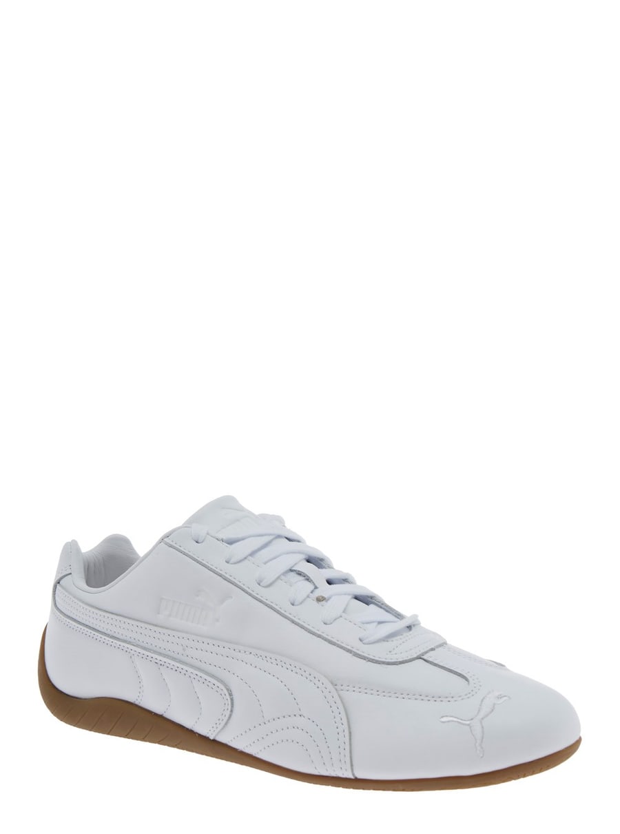 Puma Sneaker 'Speedcat' Low Top con Logo Impresso sulla Linguetta e Suola a Contrasto in Pelle Bianca Unisex