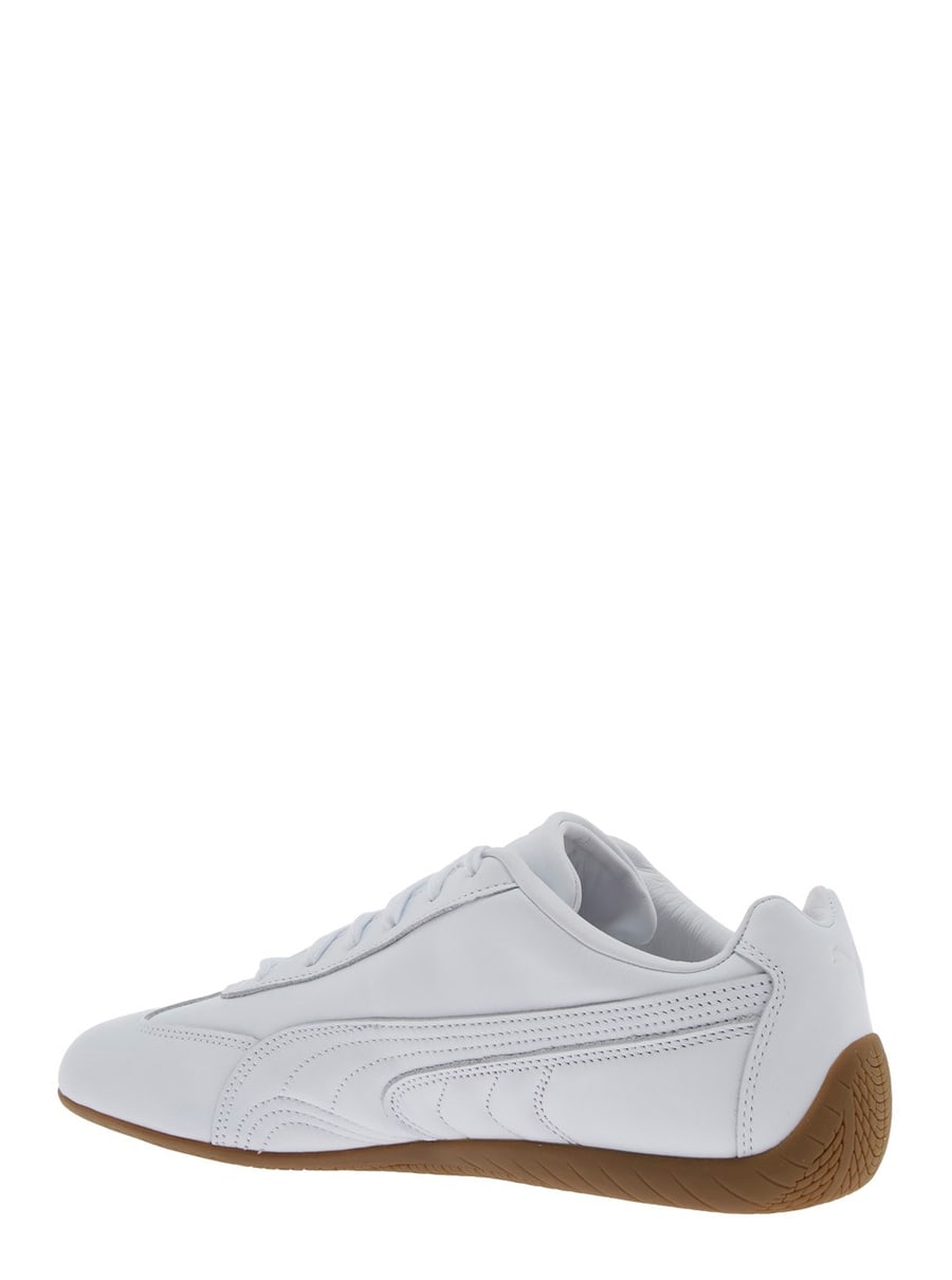 Puma Sneaker 'Speedcat' Low Top con Logo Impresso sulla Linguetta e Suola a Contrasto in Pelle Bianca Unisex, view 3