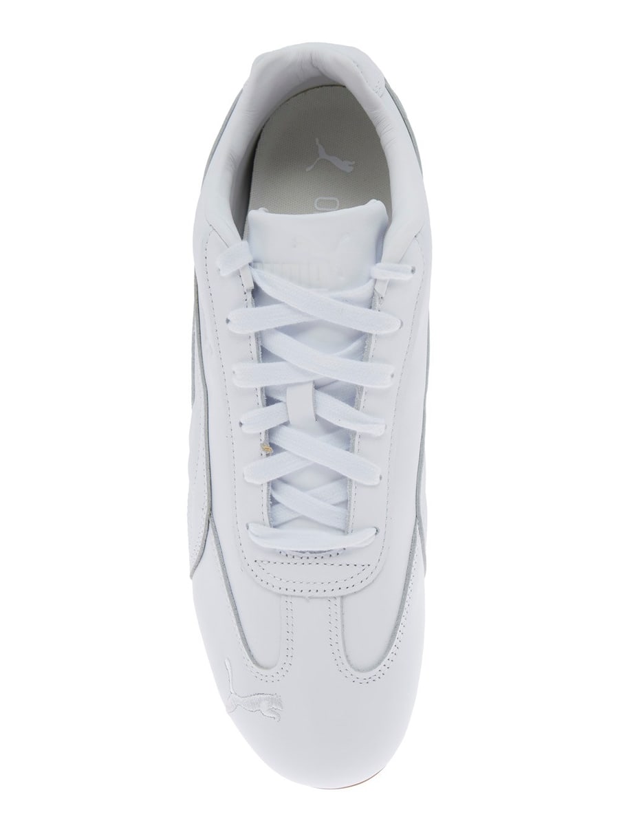 Puma Sneaker 'Speedcat' Low Top con Logo Impresso sulla Linguetta e Suola a Contrasto in Pelle Bianca Unisex, view 4