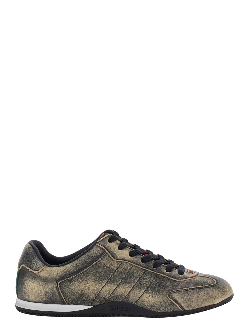 Gucci Sneaker 'Elan' Low Top con Dettaglio Web su Linguetta e Tallone in Pelle Scamosciata Nera Donna