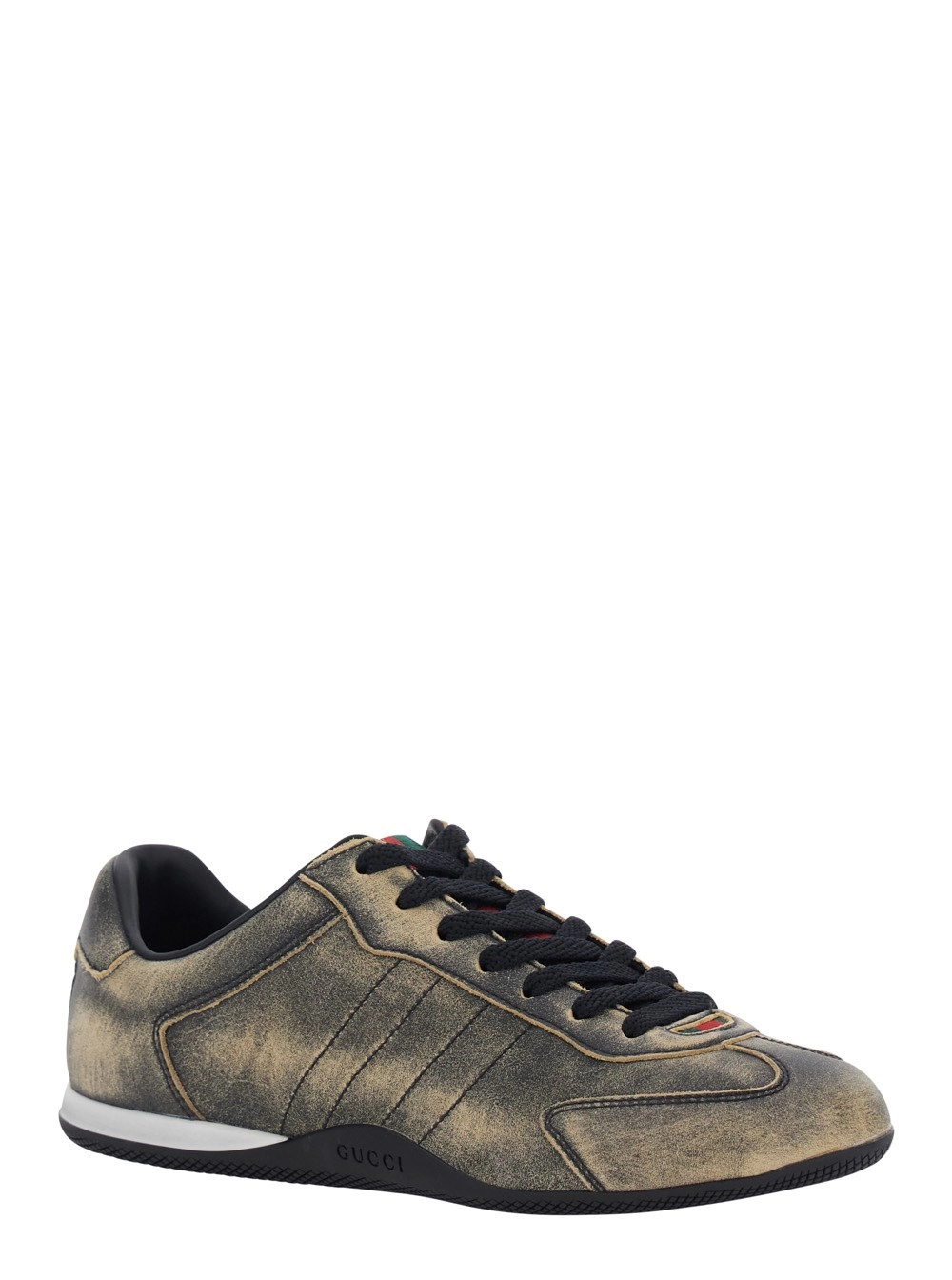 Gucci Sneaker 'Elan' Low Top con Dettaglio Web su Linguetta e Tallone in Pelle Scamosciata Nera Donna, view 2