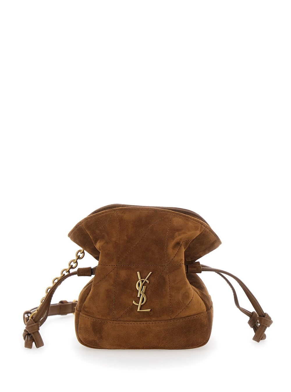 Saint Laurent Borsa a Tracolla 'Jamie Mini' con Placca Logo Cassandre sul Fronte in suede Marrone Donna