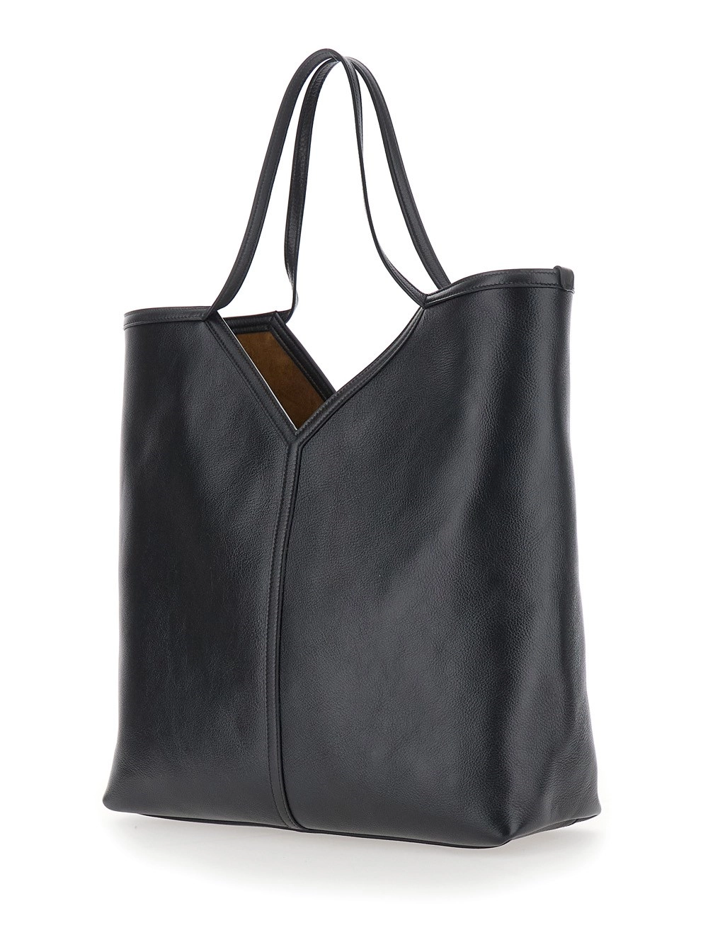 Saint Laurent Borsa a spalla 'Y TOTE' con cucitura a Y in pelle Nera uomo, view 2