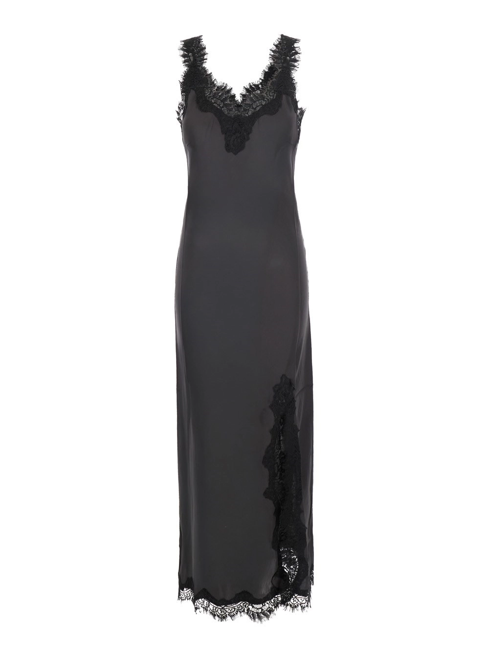 Gold hawk Abito lungo con dettagli in pizzo e scollo sul fronte in tessuto grigio donna