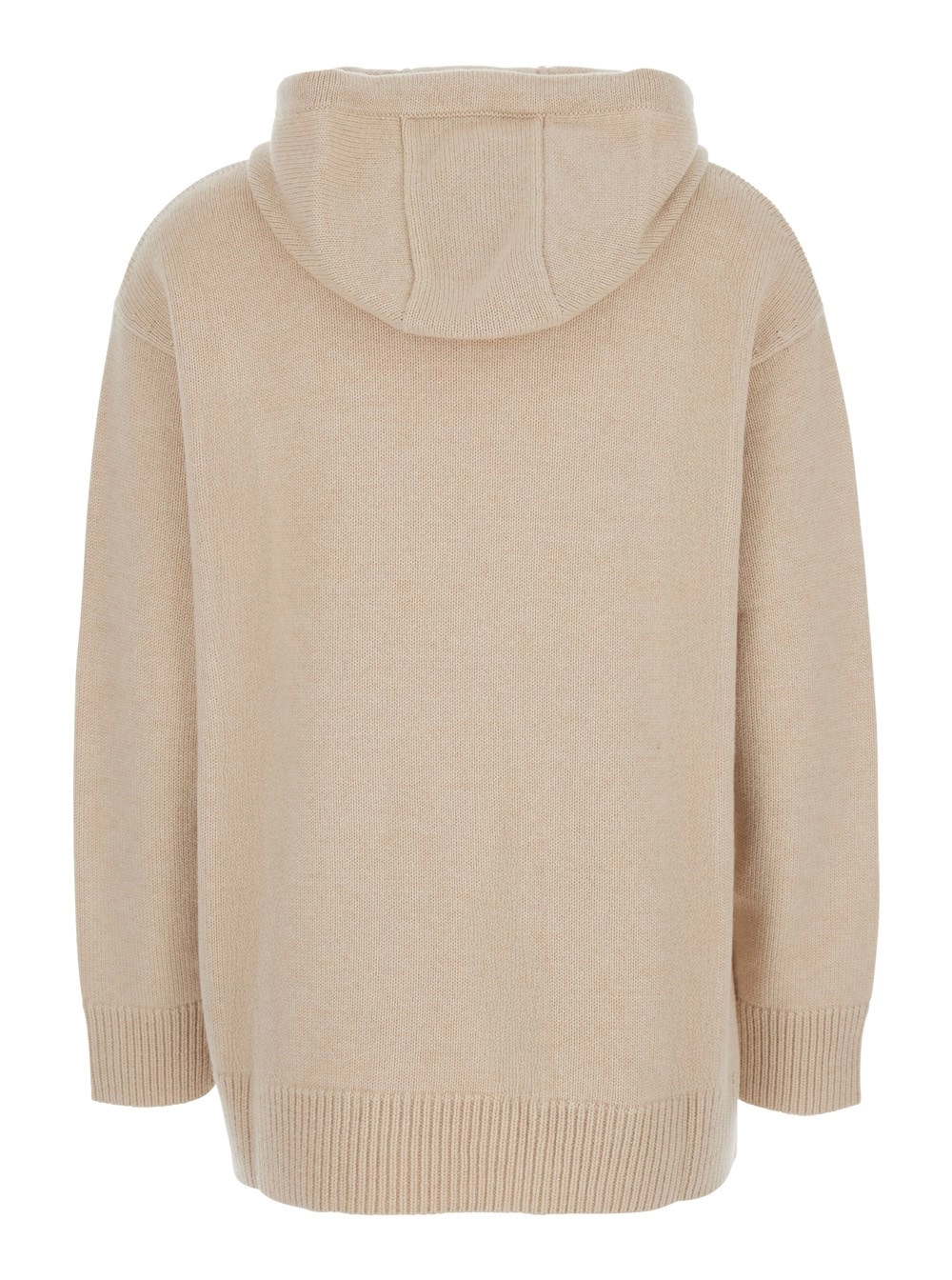 Max Mara Maglione 'Liana' con Cappuccio con Coulisse e Spalle Scese in Lana e Cashmere Beige Donna, view 2