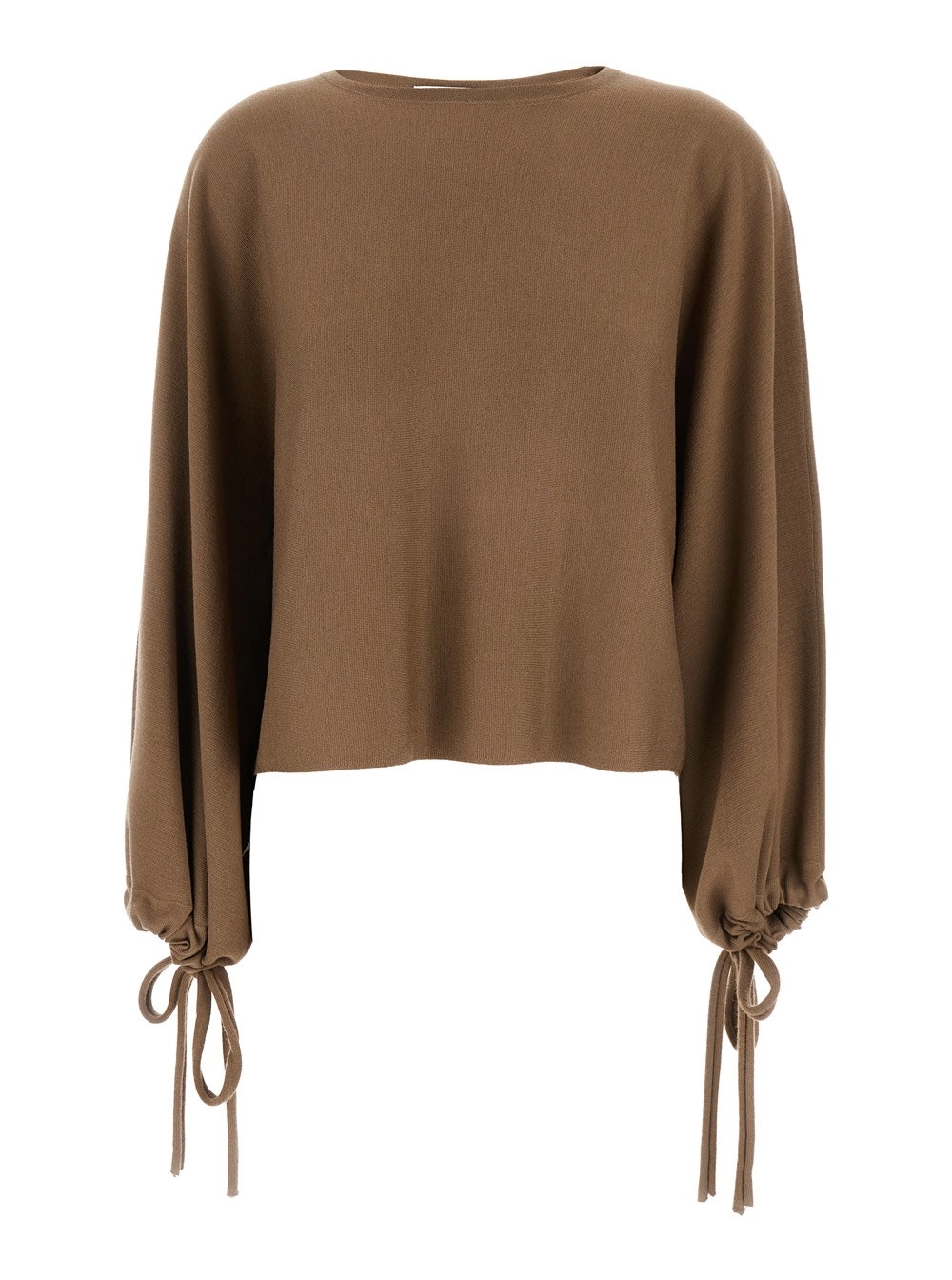 Max Mara Maglione 'Frais' Girocollo con Polsini con Laccetti in Lana Marrone Donna