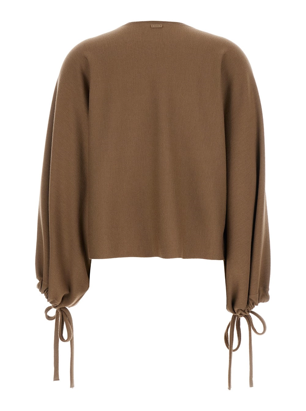 Max Mara Maglione 'Frais' Girocollo con Polsini con Laccetti in Lana Marrone Donna, view 2
