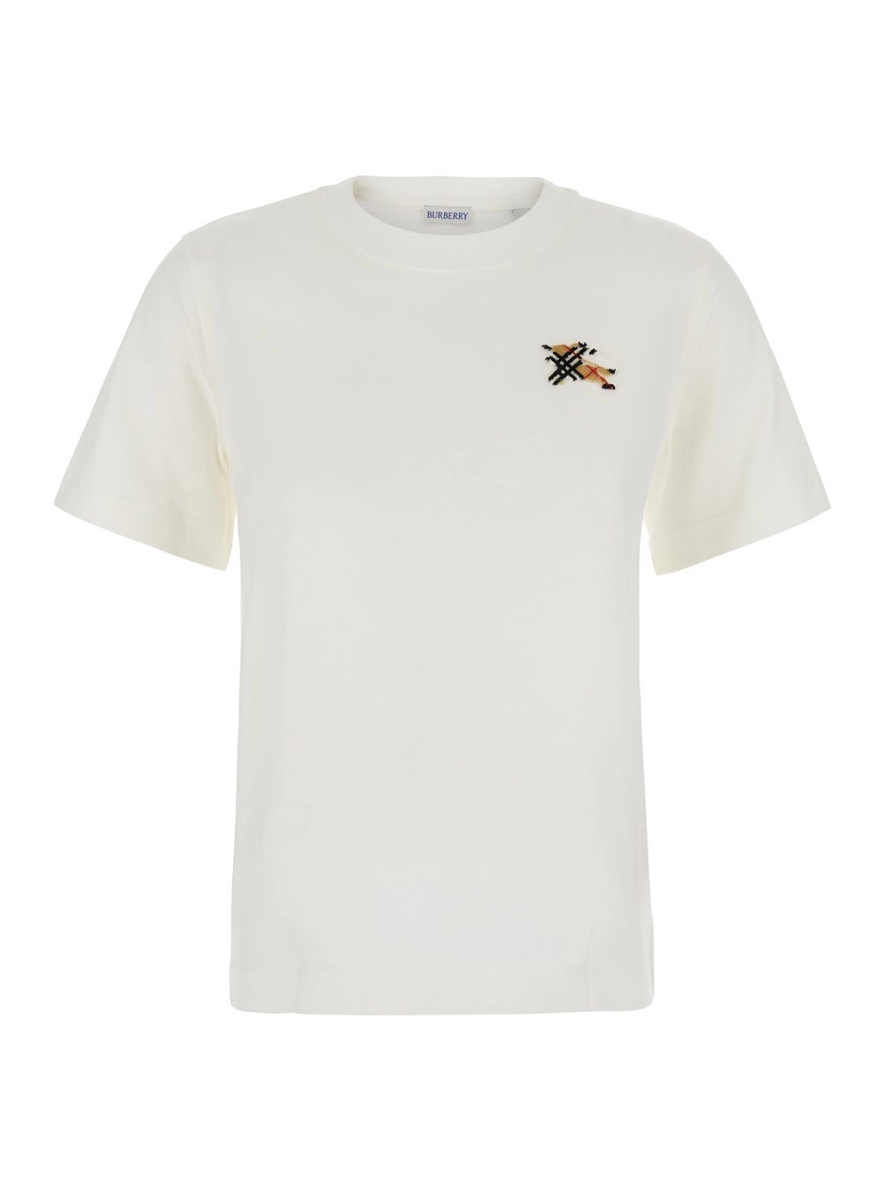 Burberry T-shirt con logo EKD ricamato sul fronte in Cotone Bianca donna