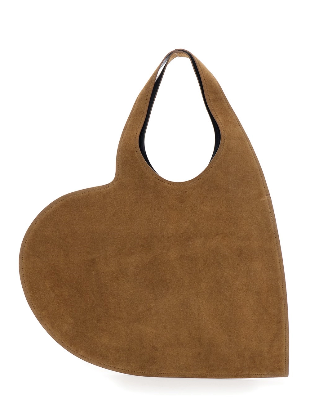 Coperni Borsa a Spalla 'Double Heart' con Manico Cut-Out e Silhouette a Cuore in Pelle Scamosciata Marrone Donna