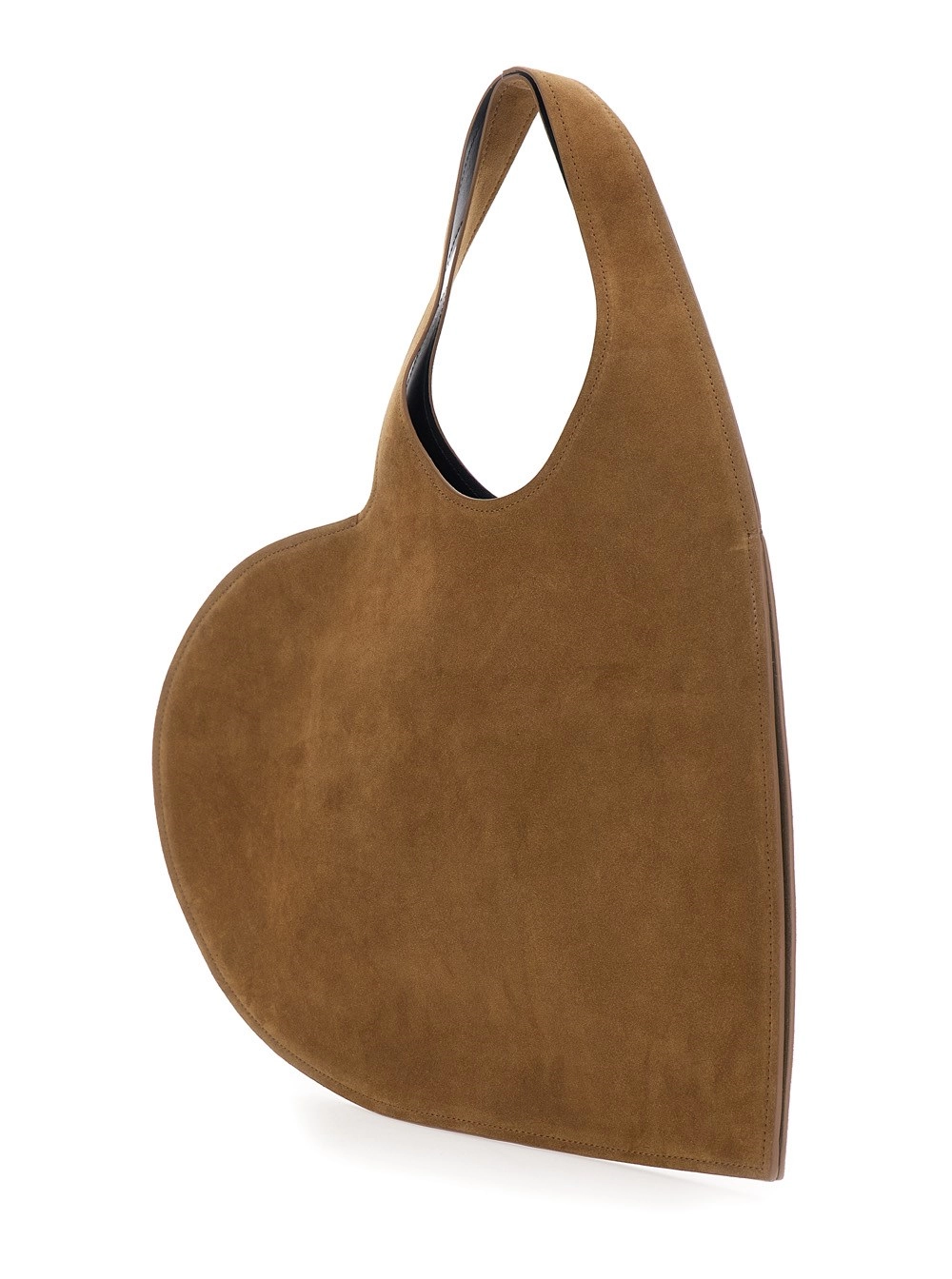 Coperni Borsa a Spalla 'Double Heart' con Manico Cut-Out e Silhouette a Cuore in Pelle Scamosciata Marrone Donna, view 2