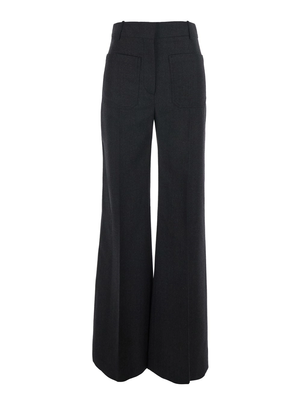 Victoria Beckham Pantaloni 'ALINA' con tasche applicate sul fronte in lana grigi donna