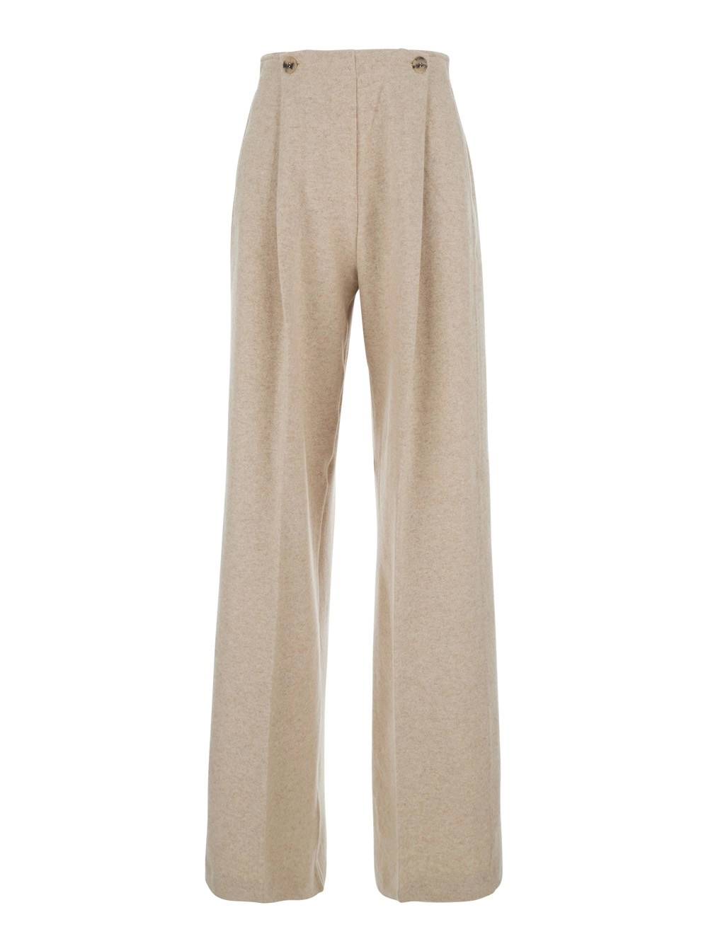 Max Mara Pure Pantaloni 'Micenea' con Pences sul Fronte e Logo Lettering sul Retro in Cashmere Beige Donna