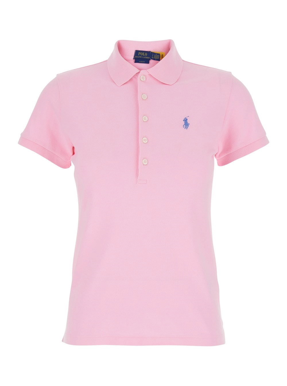 Polo Ralph Lauren Polo 'Julie' con Colletto Classico e Ricamo Cavallino sul Fronte in Cotone Stretch Rosa Donna