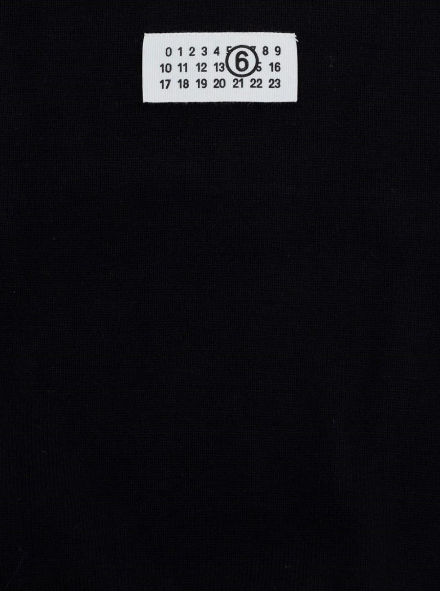 Mm6 maison margiela kids Maglione con scollo rotondo e patch logo sul fronte in misto lana nero bambino, view 3