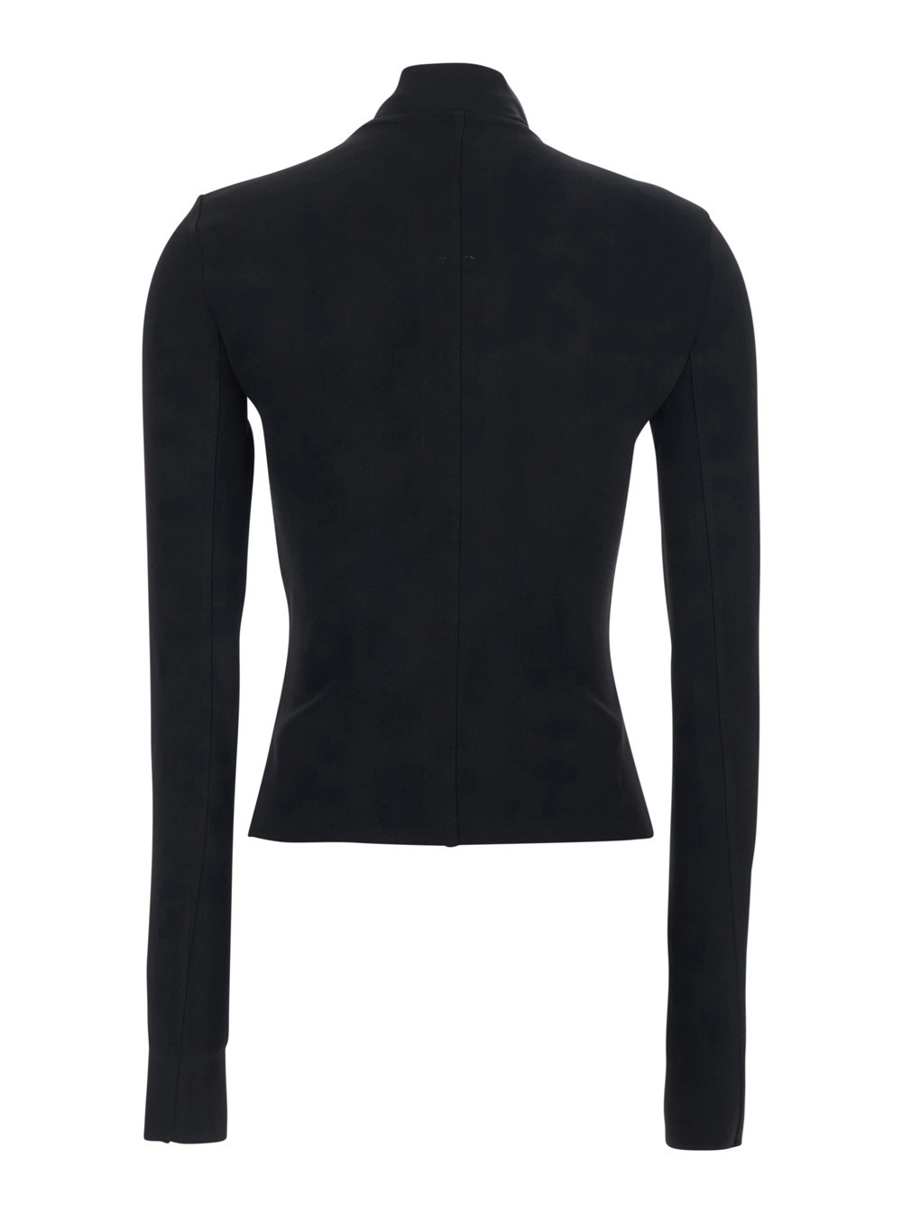Rick Owens Giubbotto 'Gary' con Collo Alto e Chiusura con Zip Asimmetrica in Misto Viscosa Nero Donna, view 2