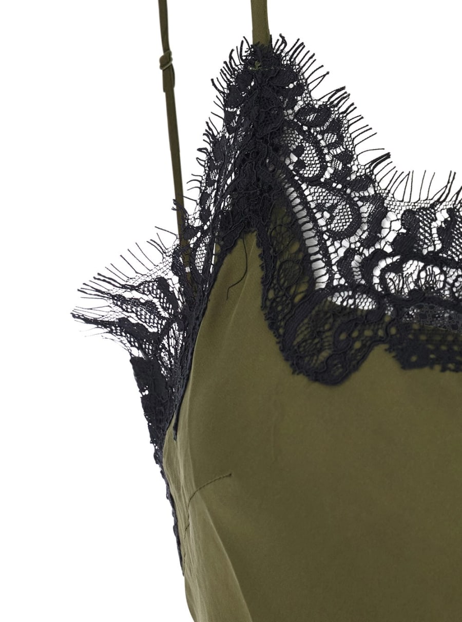 Gold hawk Top con spalline sottili regolabili e dettagli in pizzo in Tessuto Verde donna, view 3