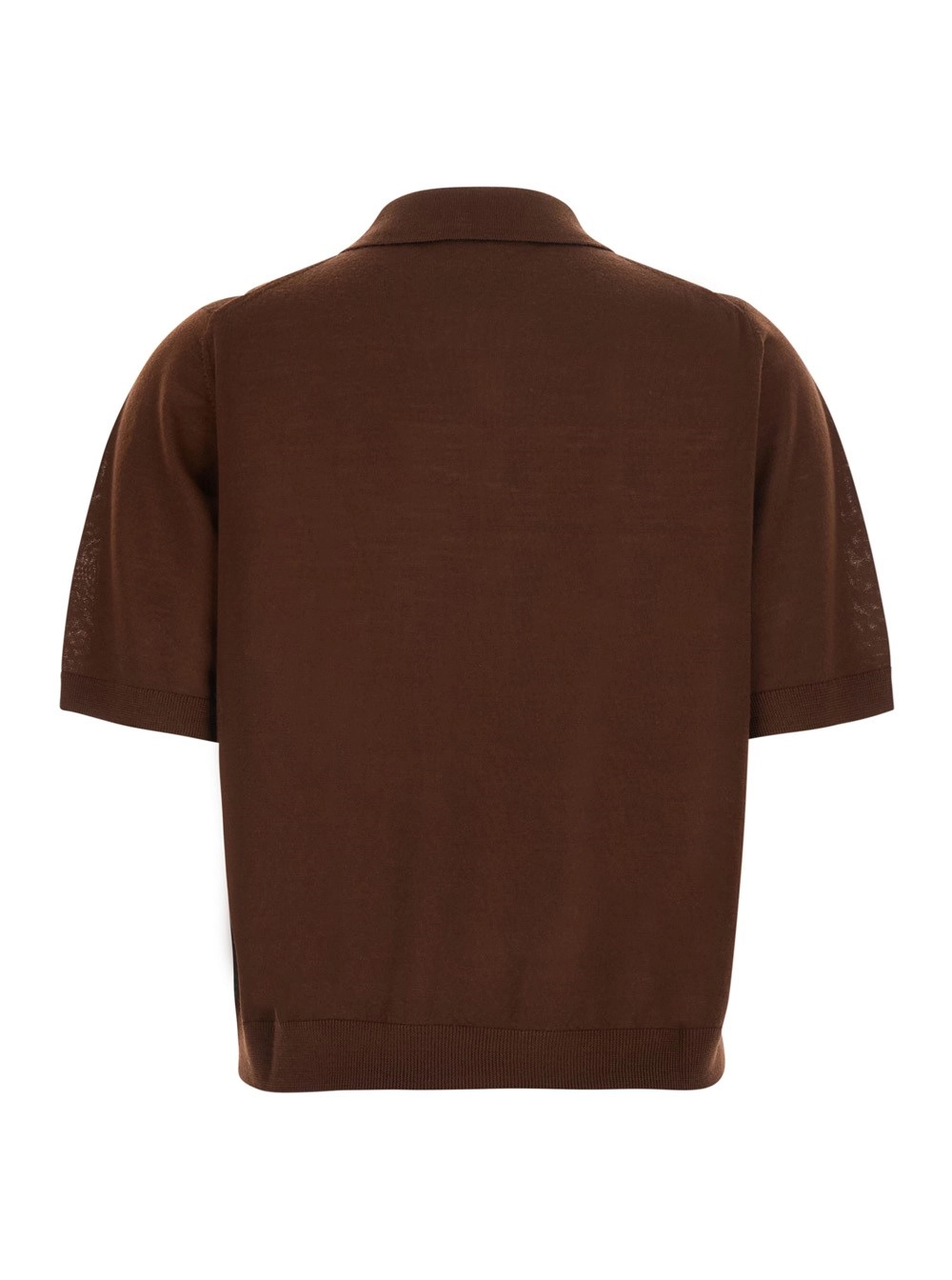Semicouture Maglia 'DIANA' con colletto polo e motivo con rombi in lana vergine marrone donna, view 2