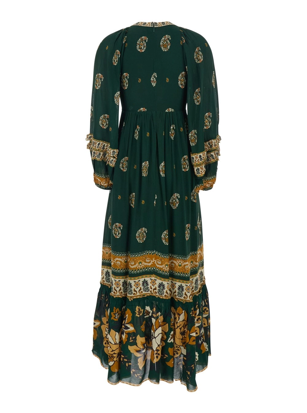 Farm rio Abito Lungo 'Ayla' con Motivo Floreale All-Over in Viscosa Verde Donna, view 2