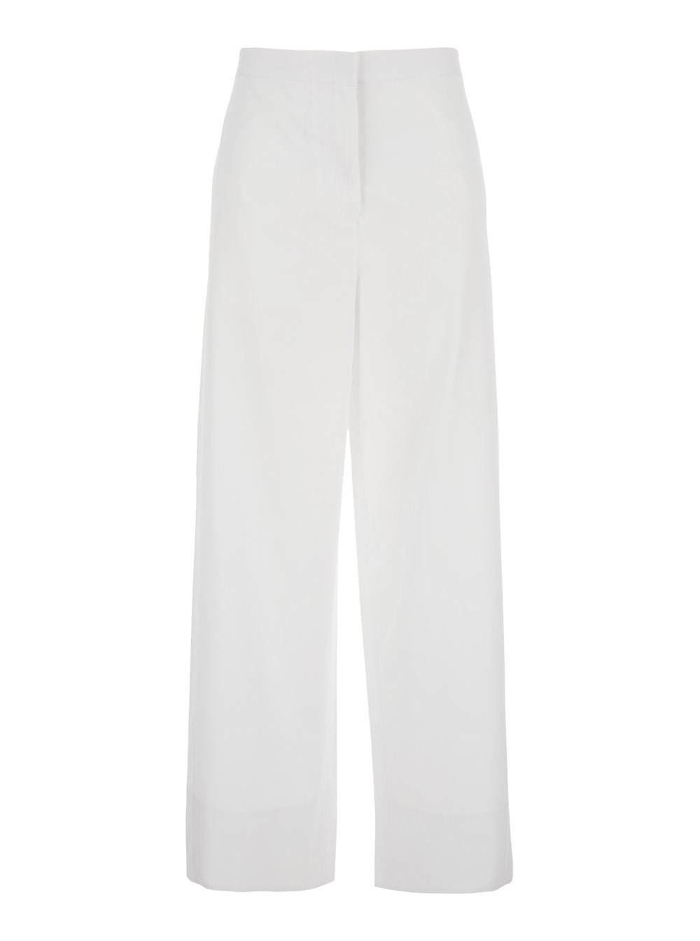 Toteme Pantalone con Due Tasche Applicate sul Retro in Cotone Bianco Donna