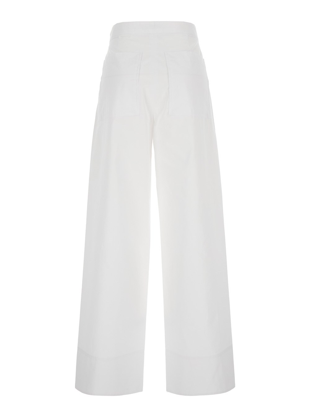 Toteme Pantalone con Due Tasche Applicate sul Retro in Cotone Bianco Donna, view 2