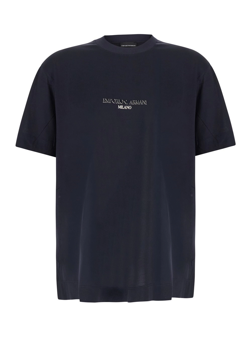 Emporio Armani Tshirt con logo lettering sul fronte in cotone blu uomo