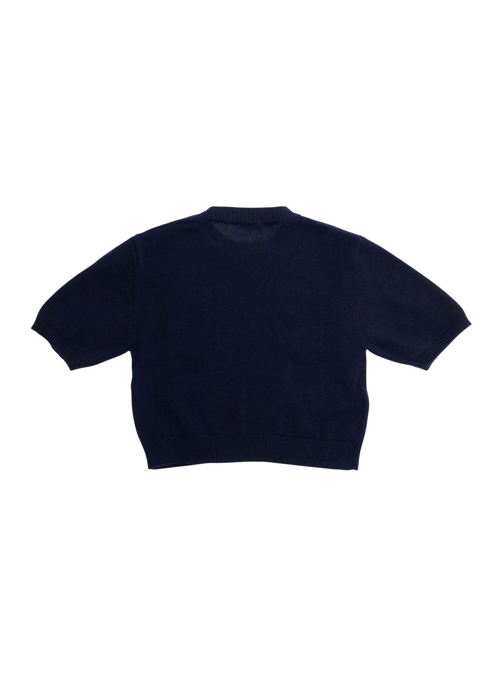 Marni kids Maglione Girocollo con Ricamo Logo Lettering sul Fronte in Cotone Blu Bambina, view 2