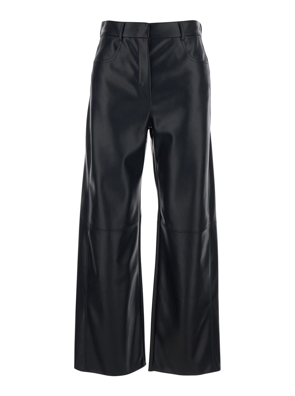 'S Max Mara Pantaloni con Passanti per Cinture e Tasche Applicate sul Retro in Eco Pelle Neri Donna