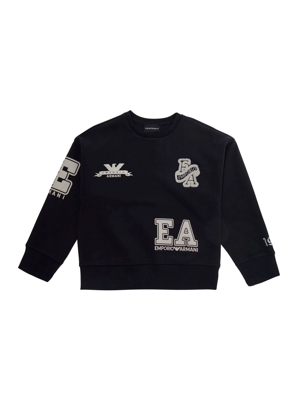 Emporio armani kids Maglia con collo rotondo e logo sul fronte e sul retro in tessuto nera bambino