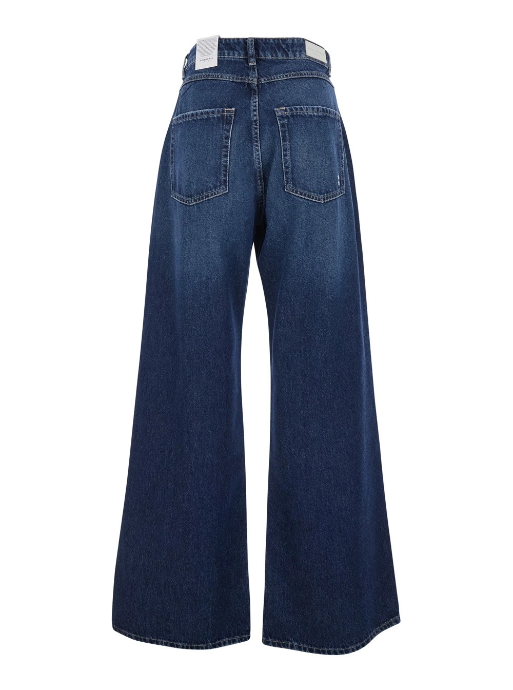 Icon denim Jeans Blu con Gamba Ampia e Patch Logo sul Retro in Denim Donna, view 2