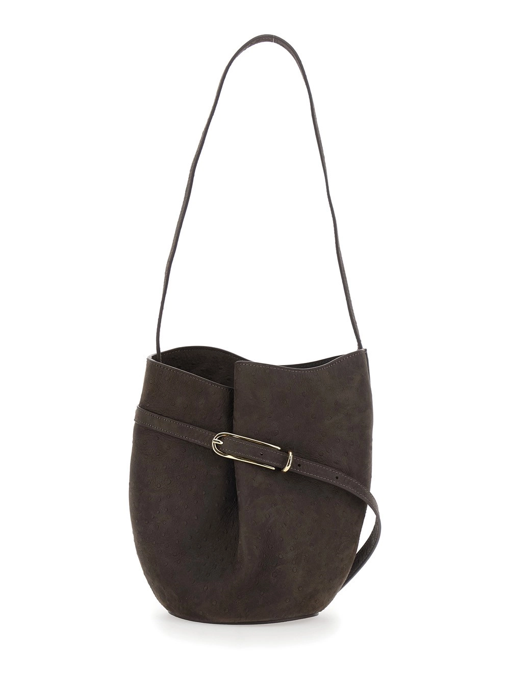 Liffner Borsa a Tracolla con Cinturino Regolabile in Pelle Scamosciata Marrone Donna