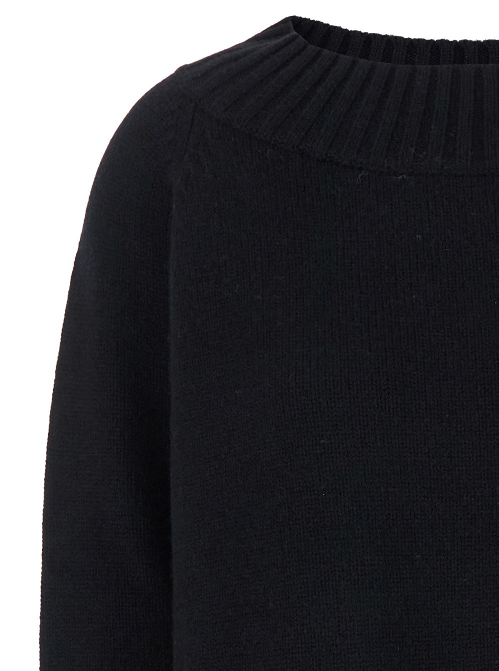 Max Mara Maglione 'Radames' con Scollo a Barca in Lana e Cashmere Nero Donna