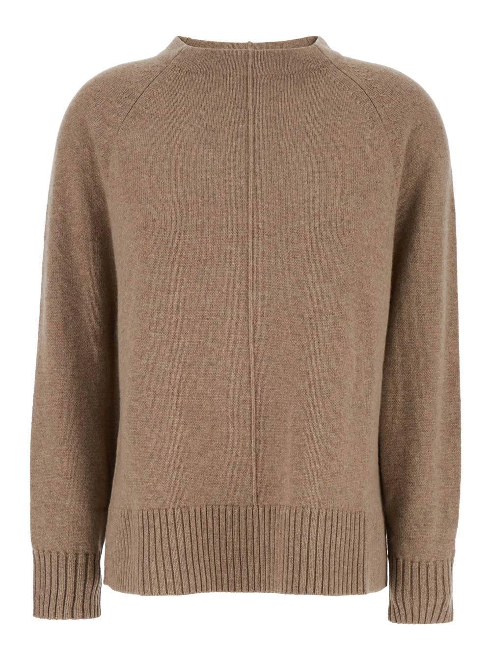 Max Mara Maglione Girocollo 'Toldim' con Dettaglio Cucitura Centrale in Cashmere Beige Donna