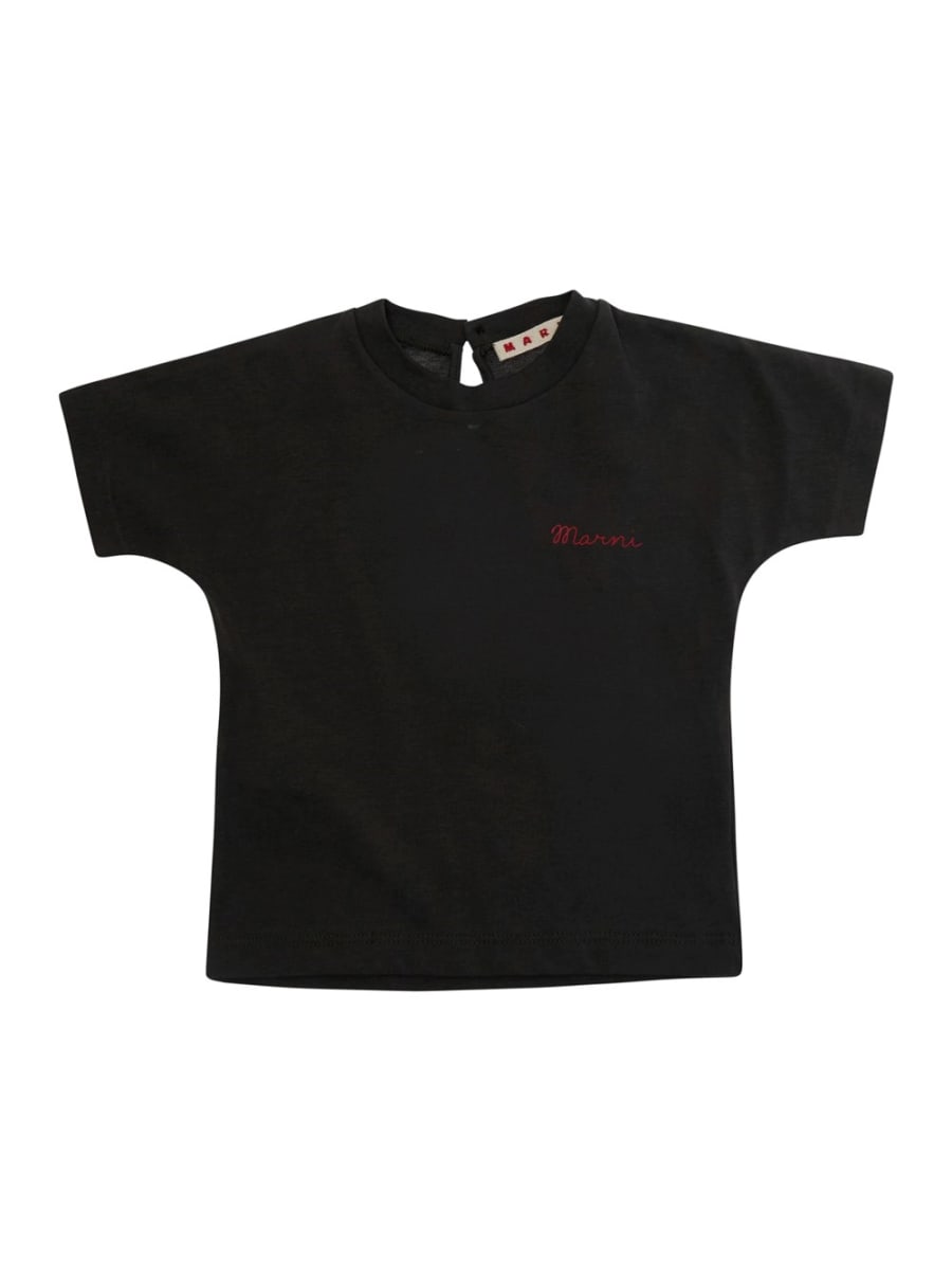 Marni kids T-shirt con logo lettering sul fronte in cotone grigia baby