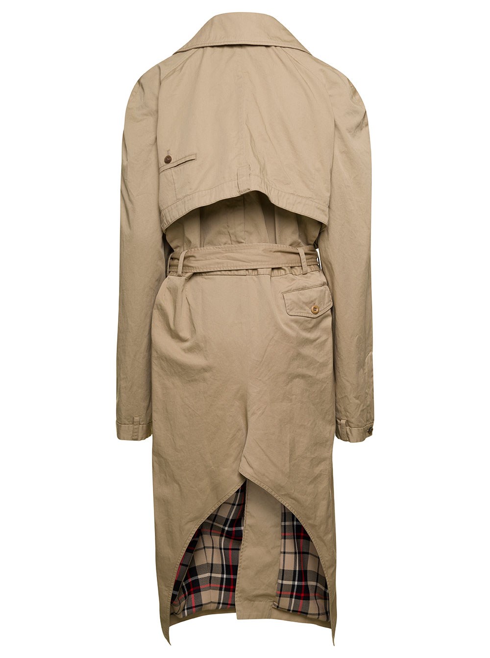 Balenciaga Trench Decostrutturato con Cintura Coordinata in Twill di Cotone Beige Donna, view 2