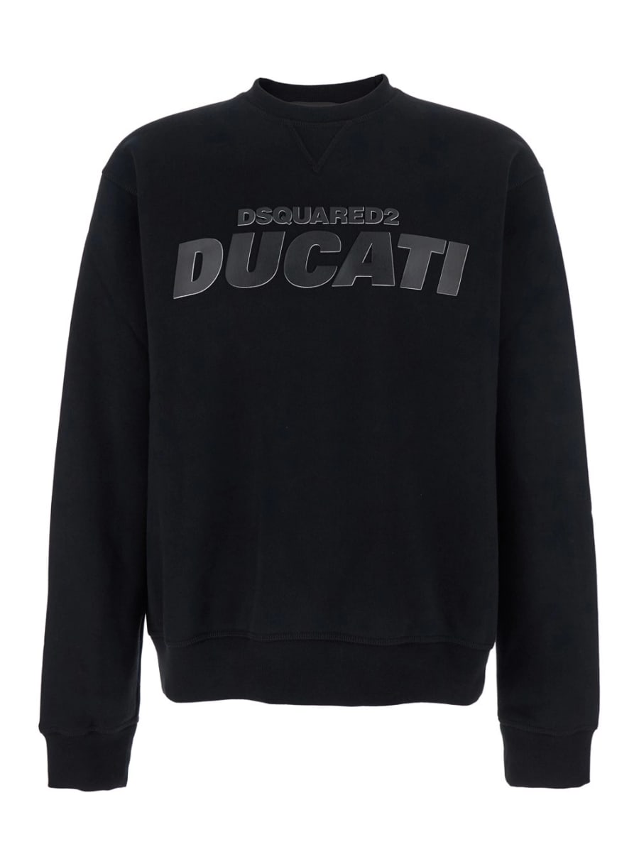 Dsquared2 Felpa 'Ducati x D2' con Logo Impresso sul Fronte in Cotone Nera Uomo