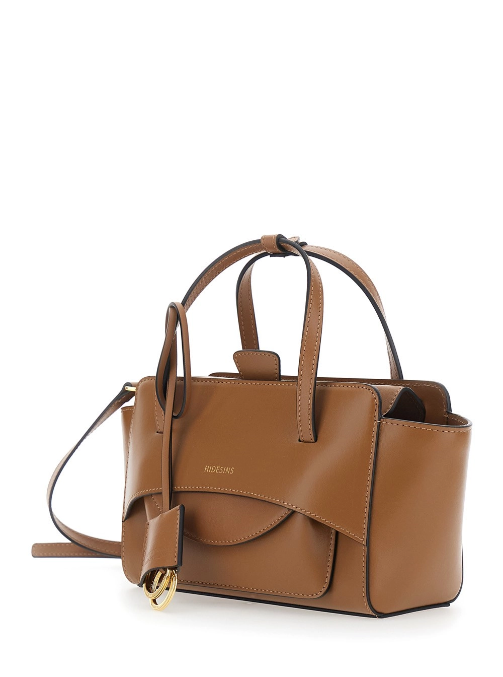 Hidesins Borsa a Mano Piccola con Tracolla Regolabile e Tasca sul Fronte in Pelle Marrone Donna, view 2