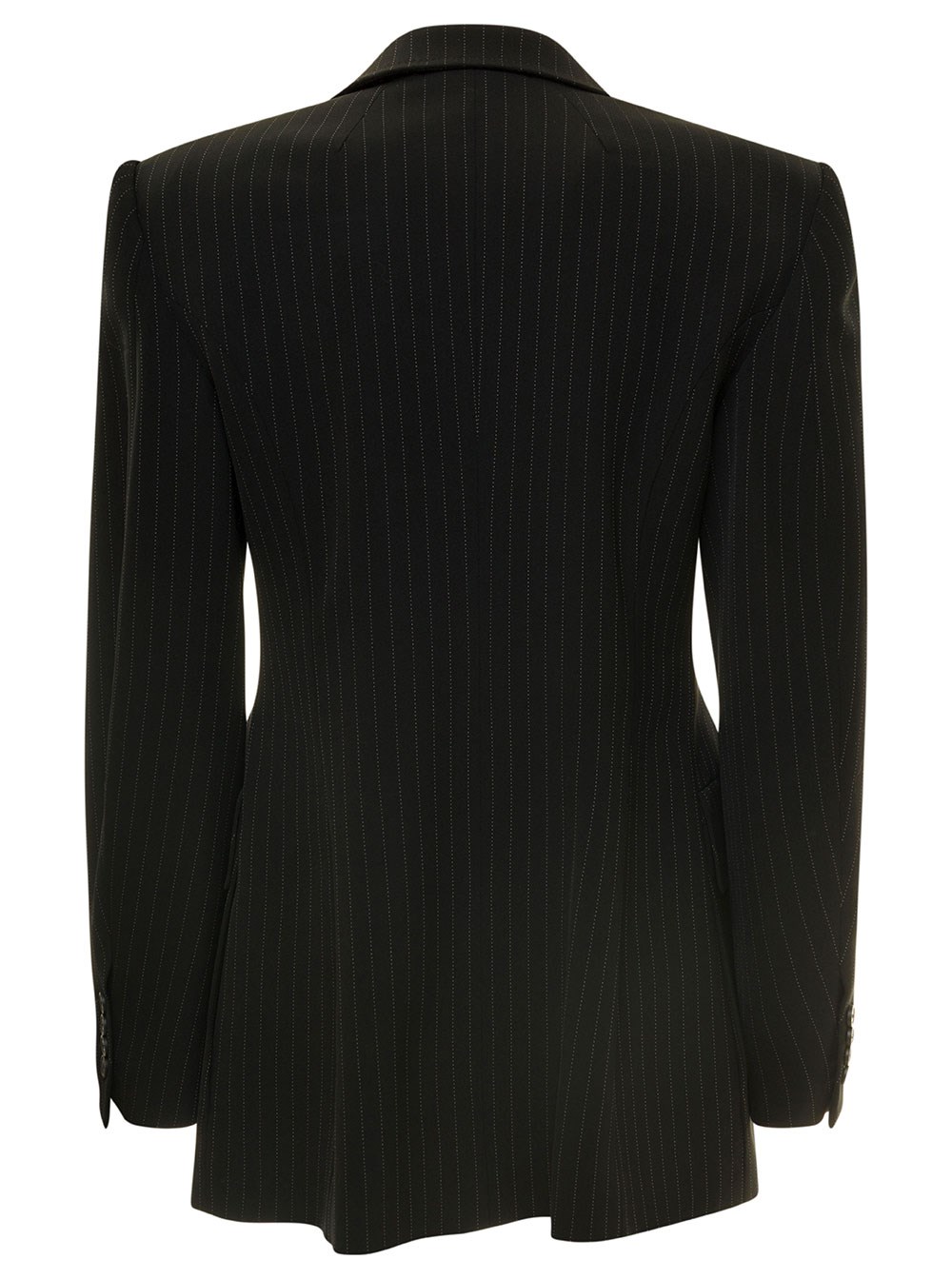Balenciaga Giacca Monopetto 'Hourglass' Gessata in Lana Stretch Nero Donna, view 2