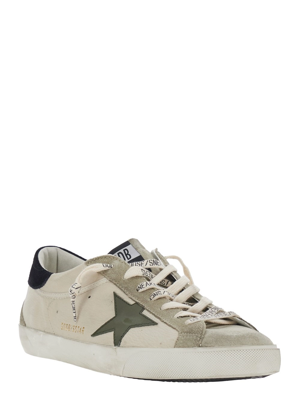 Golden Goose Sneakers 'Superstar' Low Top con Patch a Stella sul Lato e Tallone a Contrasto con Logo Lettering in Pelle Scamosciata Beige Uomo, view 2