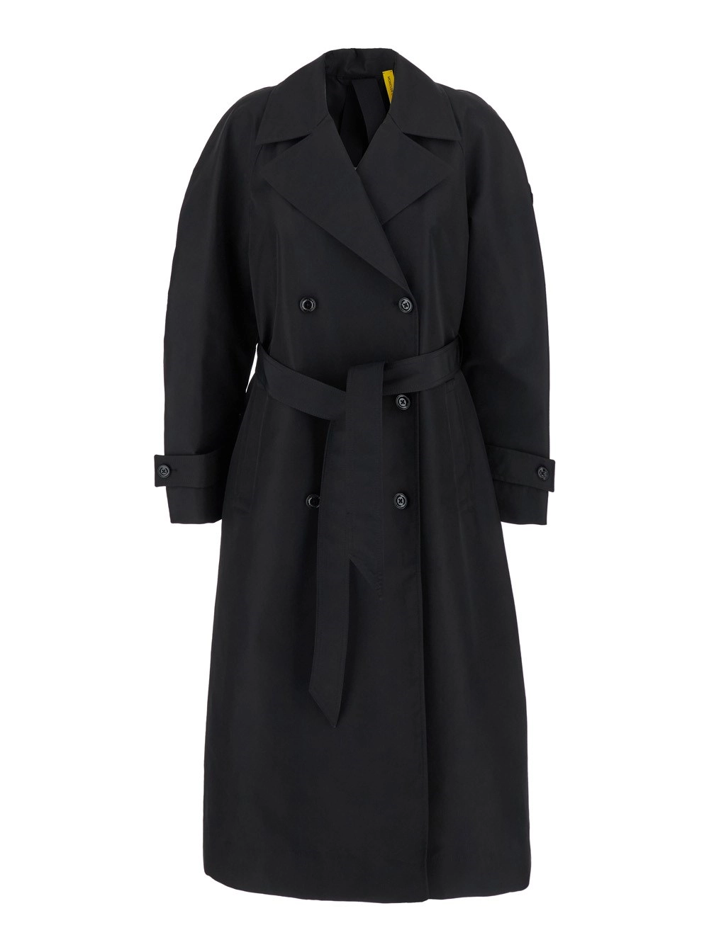 Moncler genius Cappotto 'Zake' con Revers Classici Ampi e Cintura Removibile in Tessuto Tecnico Nero Donna