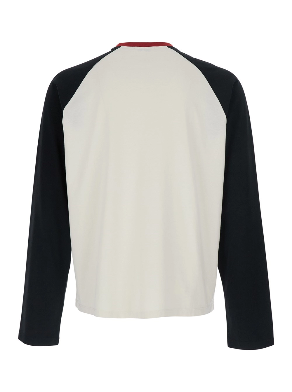 Versace Tshirt a maniche lunghe con logo stampato sul fronte in cotone multicolor uomo, view 2